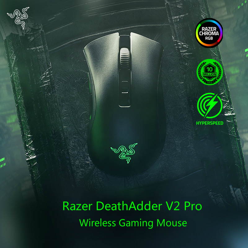 Razer DeathAdder v2 Pro Wireless Gaming Mouse: 20K DPI Optical Sensor - 3x Faster Than Mechanical Optical Switch - Chroma RGB Lighting - 70 Hr Battery Life - 8 Programmable Buttons - Classic Black