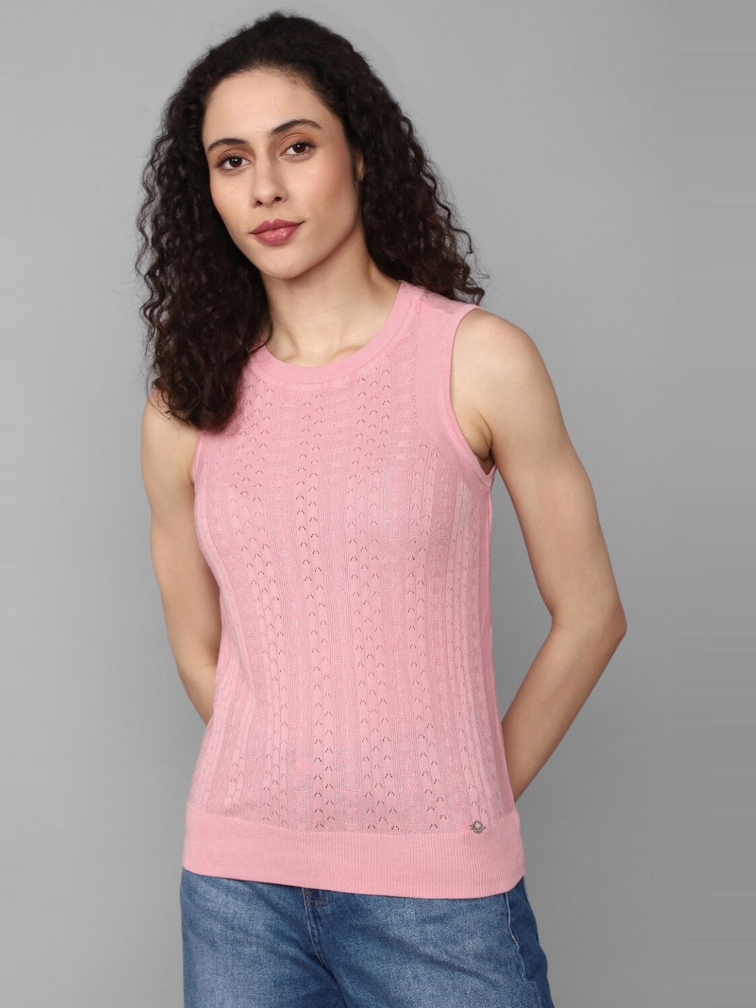 Allen Solly Pink Self Pattern Top