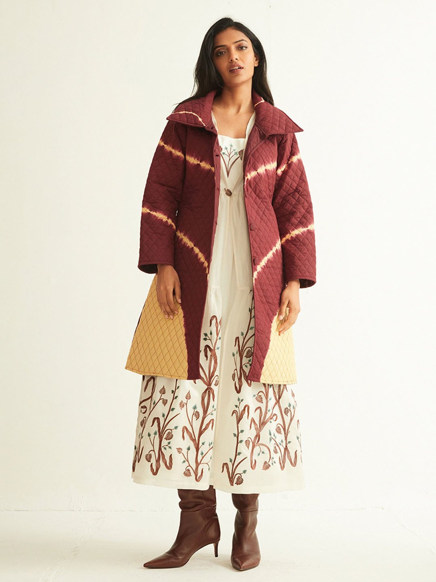 ANCESTRY Maroon Quilted Jacket