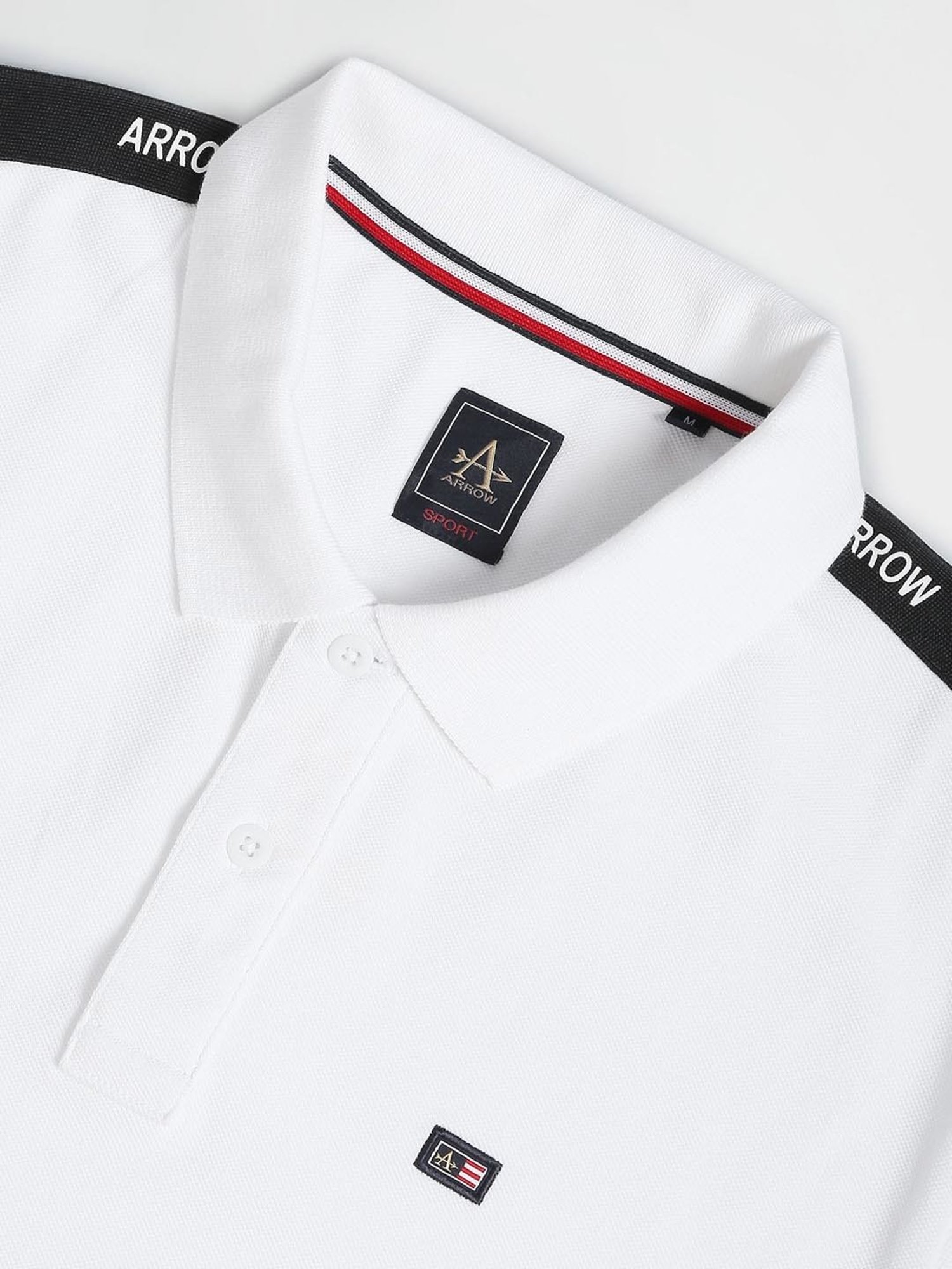 Arrow Sport White Cotton Regular Fit Polo T-Shirt