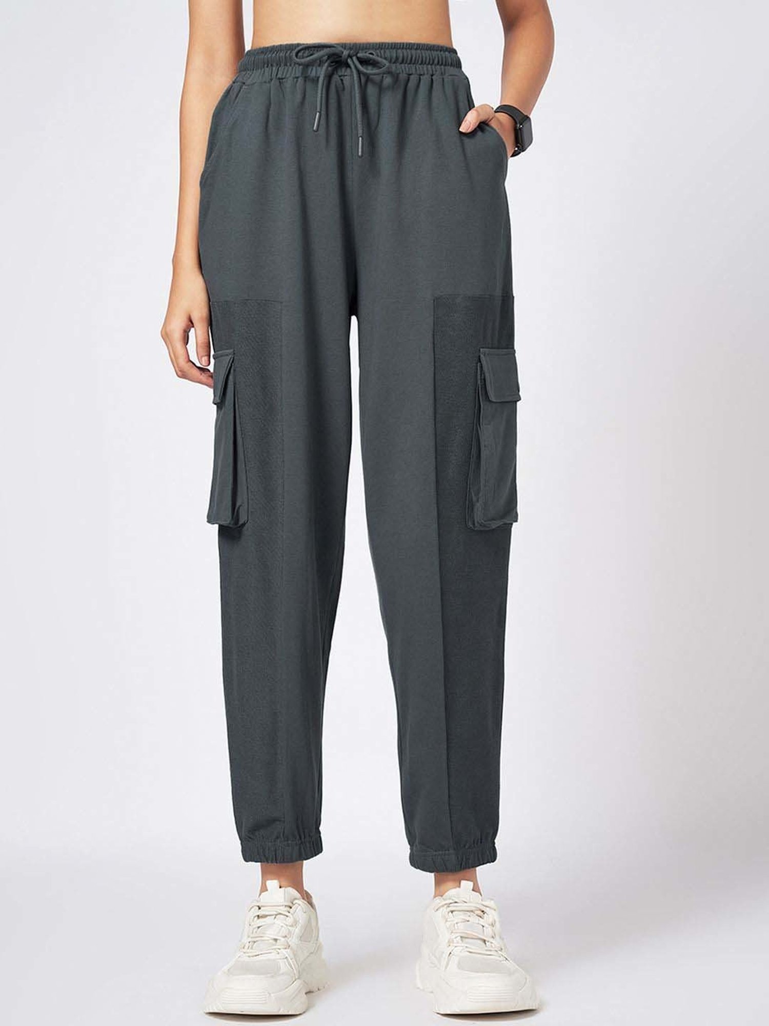 Ajile by Pantaloons Grey Cotton Plain Joggers