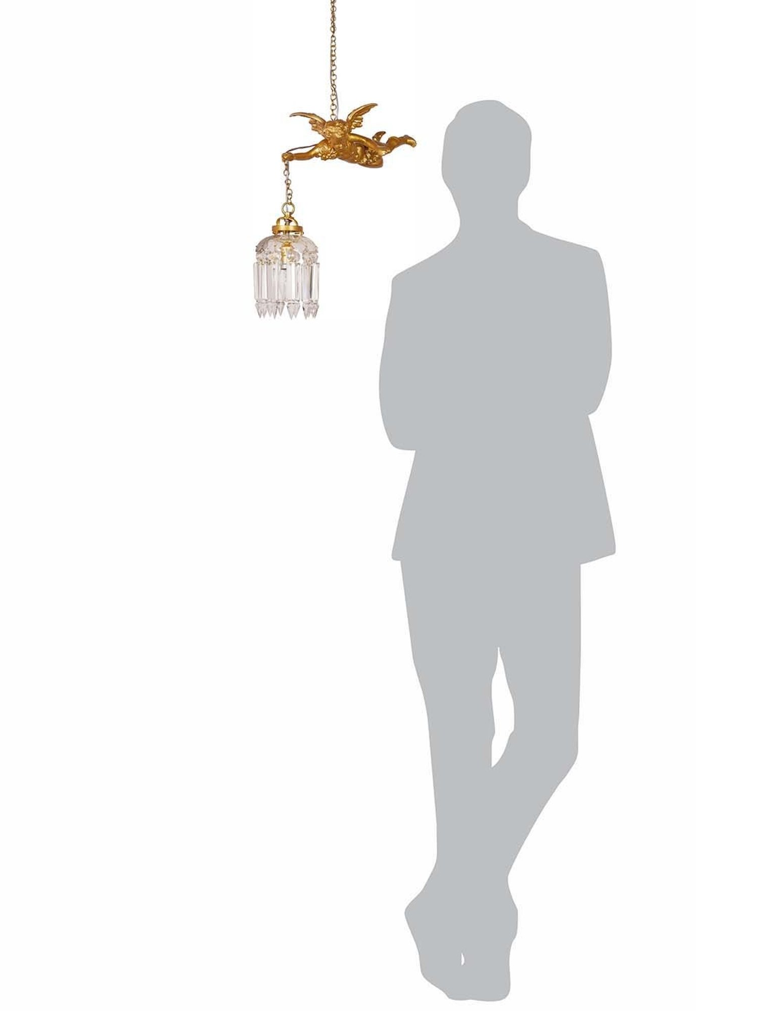 Fos Lighting Antique Gilded Cherub Golden & Transparent Aluminium Pendant Light - Set of 1