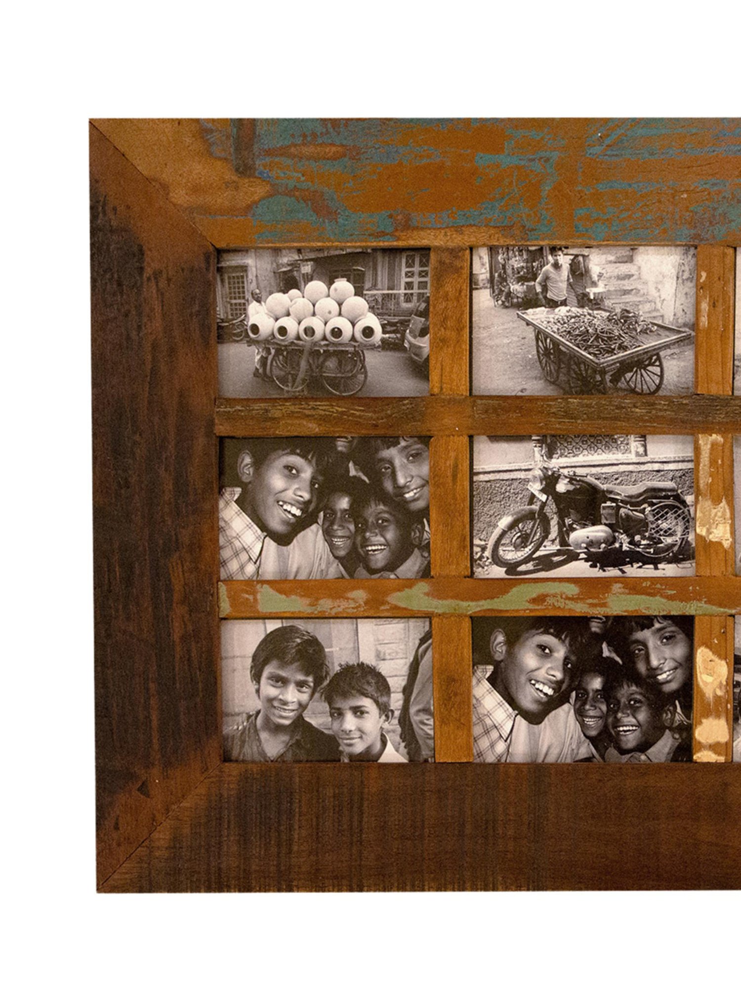 Ambi Vintage Wooden Photo Frame - 9 Photos - 21 X 27 Inches