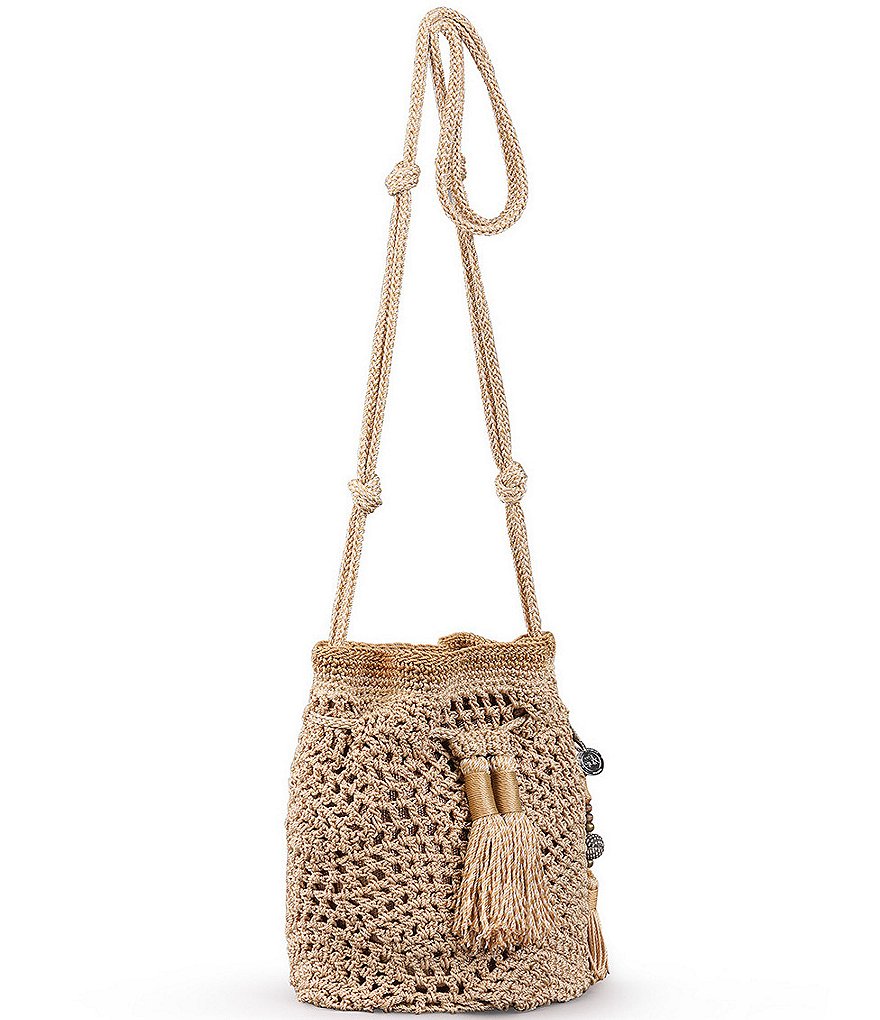 The Sak Sayulita Crochet Tassel Mini Drawstring Bag