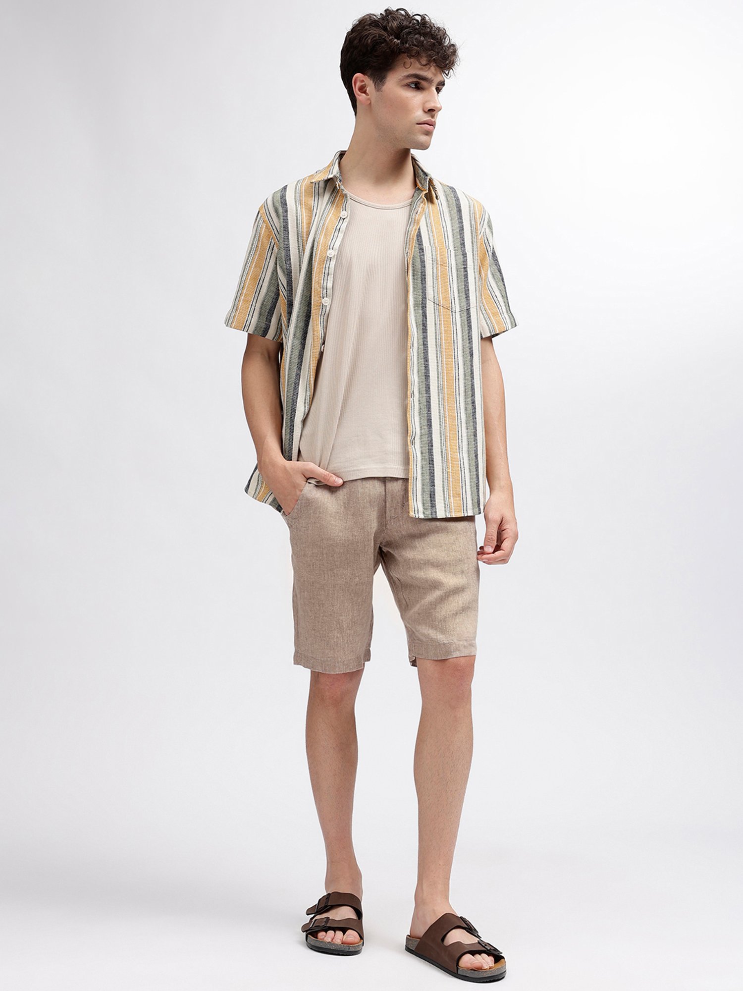 Bruun & Stengade Brown Regular Fit Linen Shorts