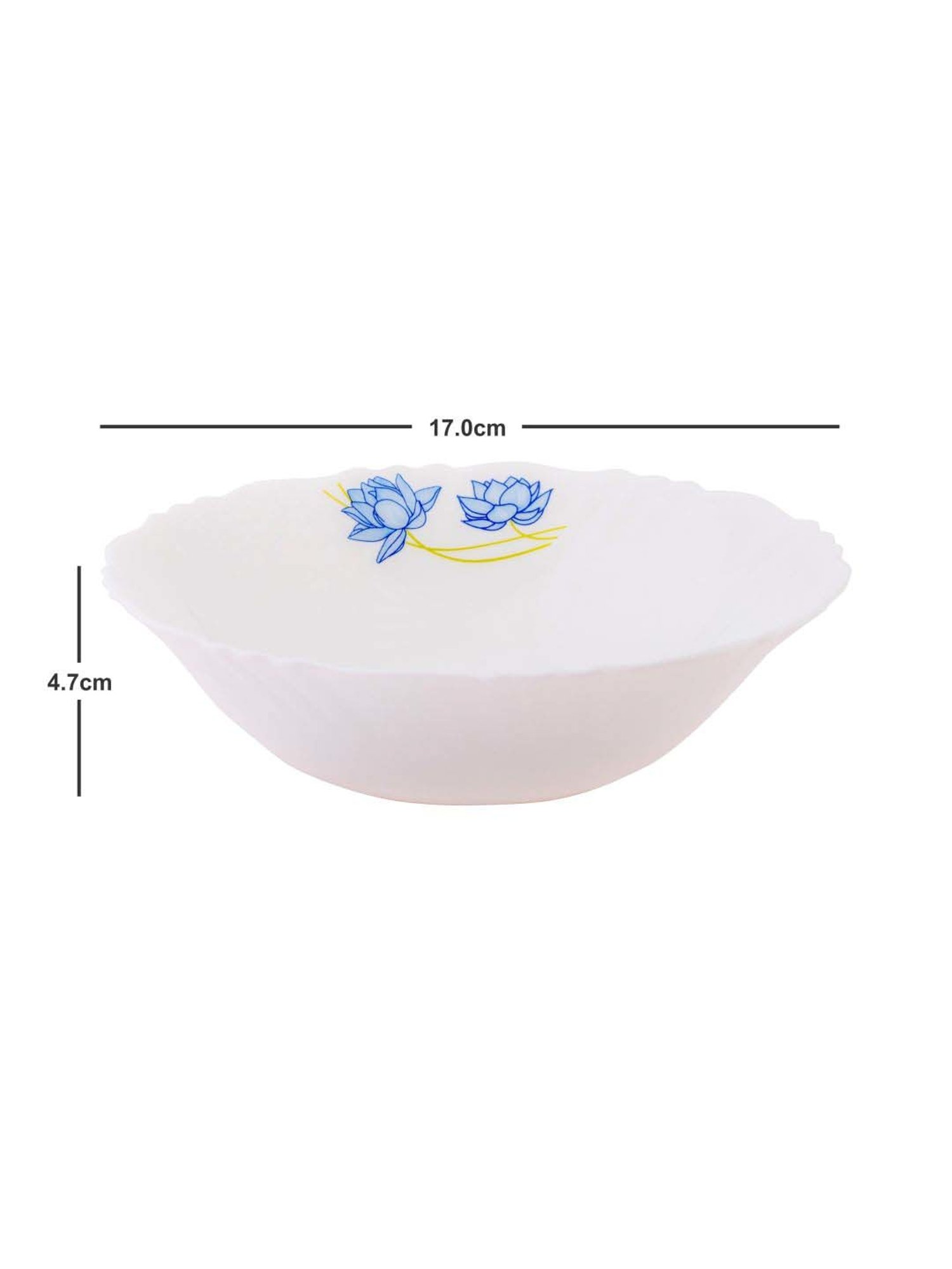 Cello White & Blue Opalware Snack Bowl (0.42 L) - Set of 4