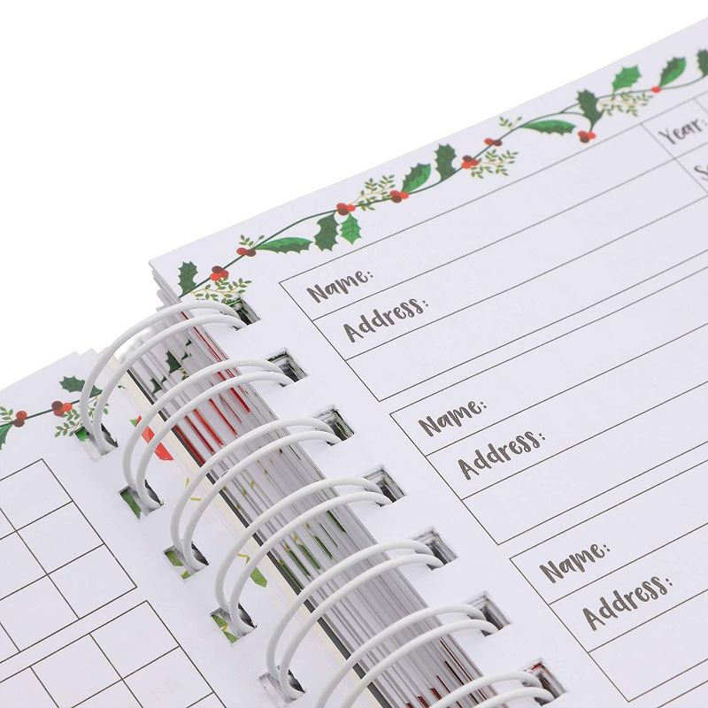 Christmas Spiral Address Card List Book with A-Z Tabs, 6.5x9"