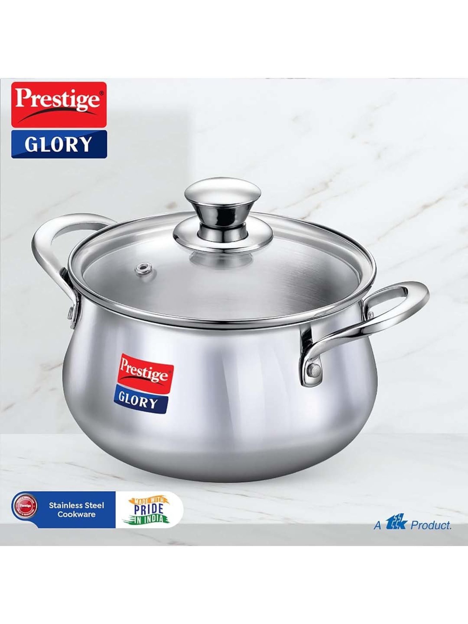 Hawkins Silver & Transparent Stainless Steel 19 cm Gas Compatible Handi With Lid (2 L) - Set of 1