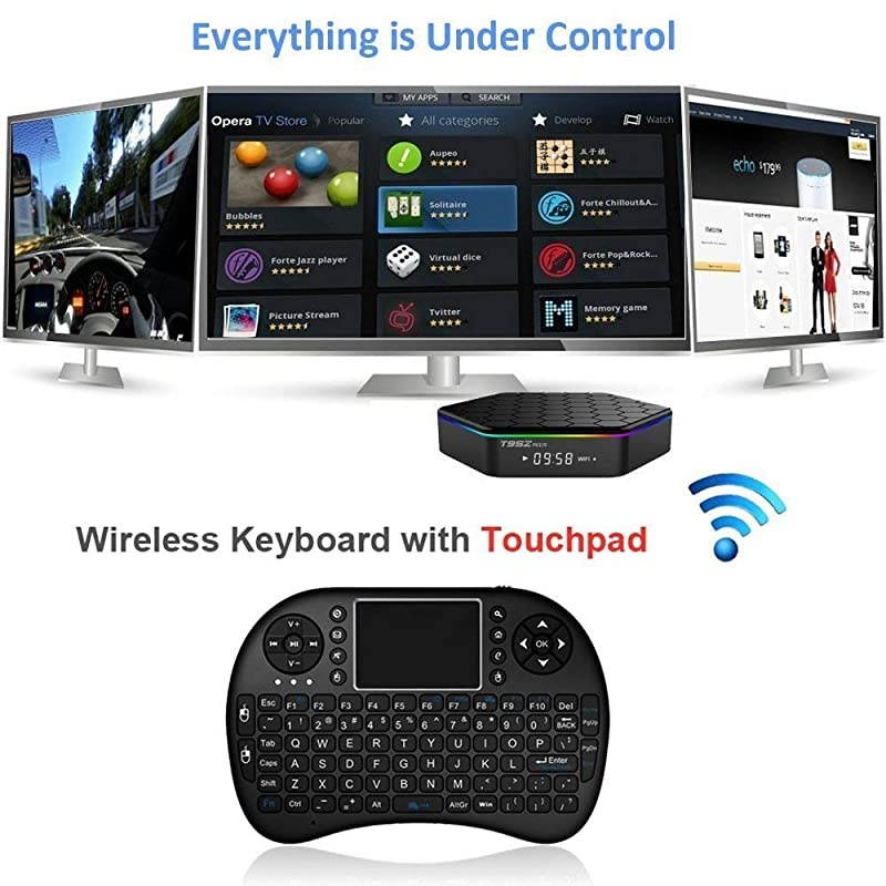 TV Box T95Z Plus 7.1.2 TV Box 2G+16G Amlogic S912 Octa-Core, 2.4/5.8G Dual-Band Wi-Fi/10-1000M LAN 64Bit BT4.0 H.265 UHD 4K Box with Mini Wireless Keyboard & Remote