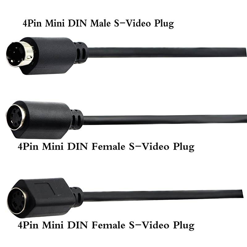 S-Video 4 Pin Mini DIN Y Splitter Connector Cable 4 Pin Mini DIN S-Video Male to 2 Female Y Splitter Extension Adapter Cable for SVHS/S-Video Cable(28CM/11Inch)