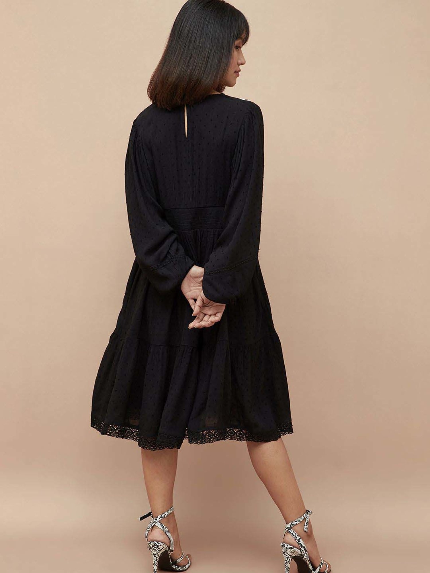 Colour Me by Melange Black Embroidered A-Line Dress