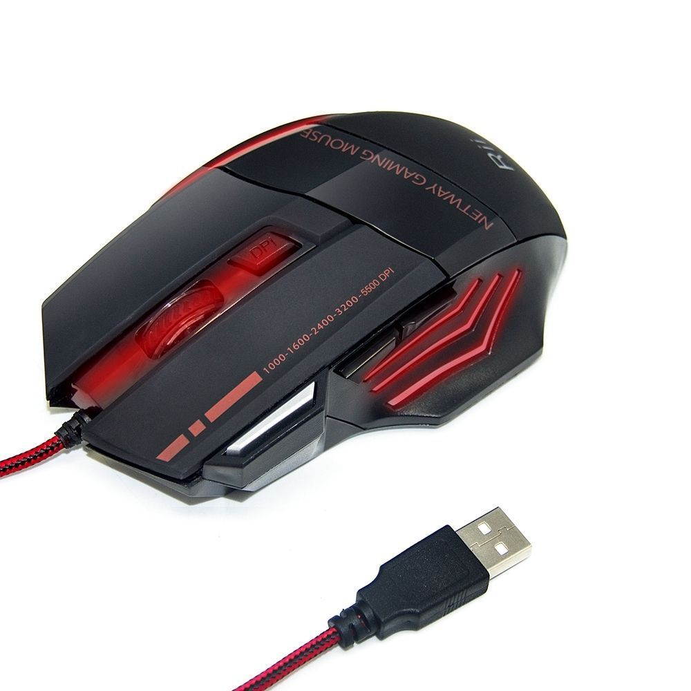 Rii USB Wired Gaming Mouse RM600 5500DPI 7 Buttons Computer Mouse Game Mice