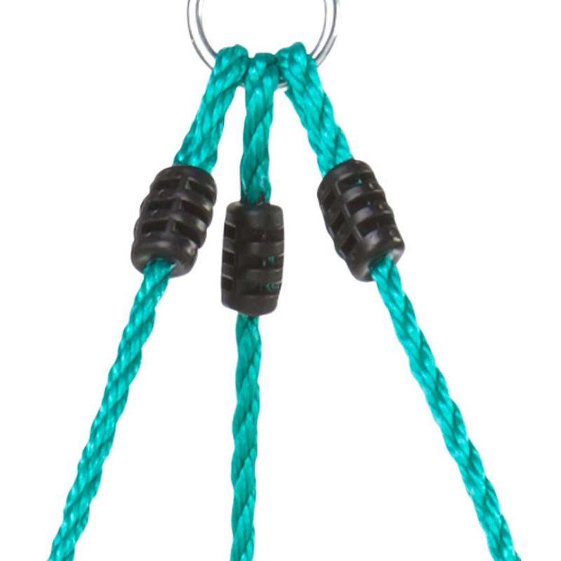 HearthSong Rainbow Triangle Weather-Resistant Kids' Rope Climbing Ladder with Colorful Metal Rungs and Nylon Rope