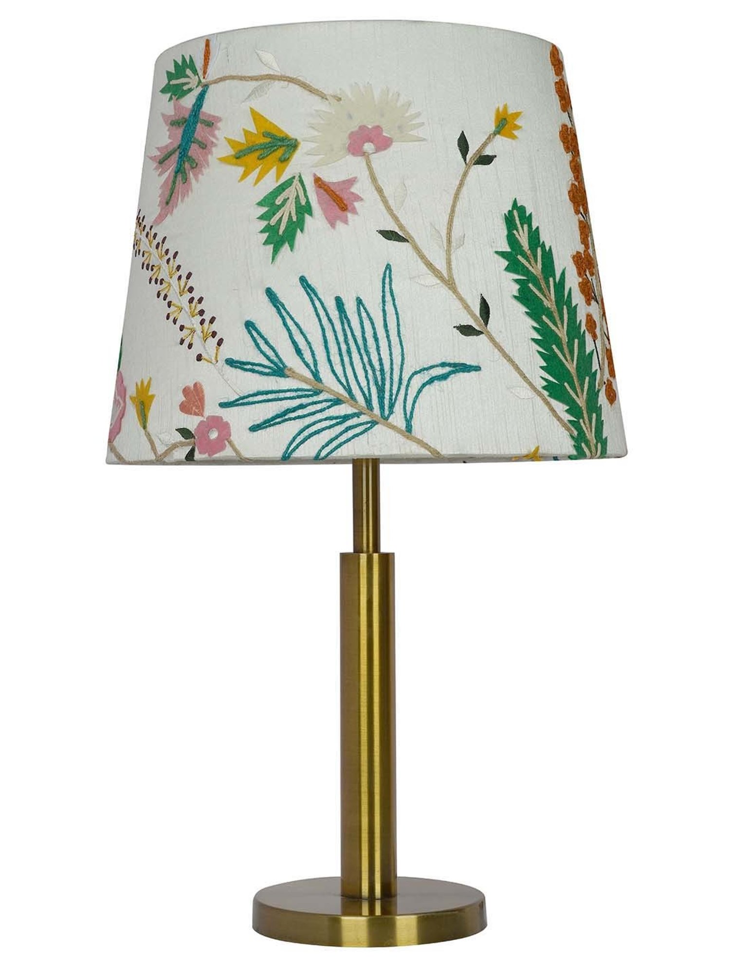 FOS LIGHTING Transitional Brushed Golden & White Steel Table Lamp With Fabric Shade