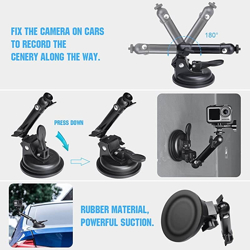 Camera Smartphone Vacuum Suction Cup Mount Motion Camcorder Race Car Cab Cockpit Mounts Vehicle Windshied Hood Cab Rooftop Sunroof Windows Door Wall Holder for GoPro Sony iPhone for HiSpeed