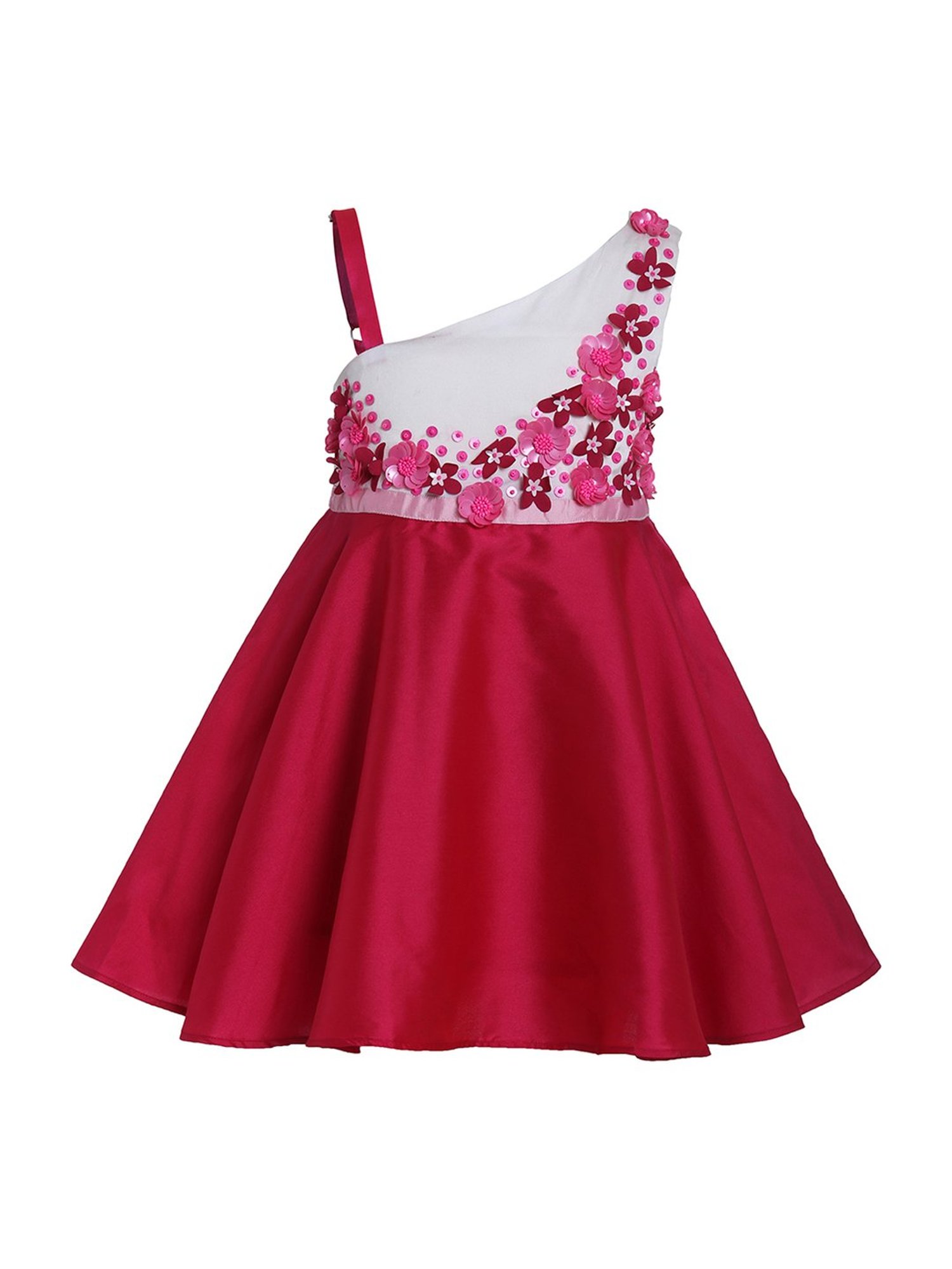 A Little Fable Kids Dark Pink Embellished Dress