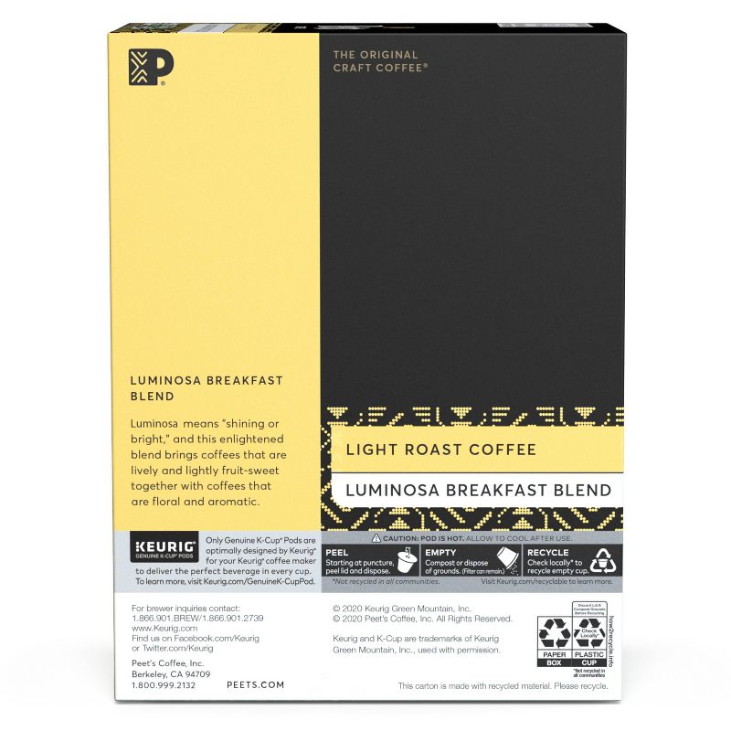 Peet's Colombia Luminosa Light Roast Coffee - Keurig K-Cup Pods - 22ct
