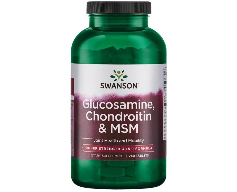 Swanson Higher Strength 3-in-1 Glucosamine, Chondroitin & MSM Tablets, 240 Count.