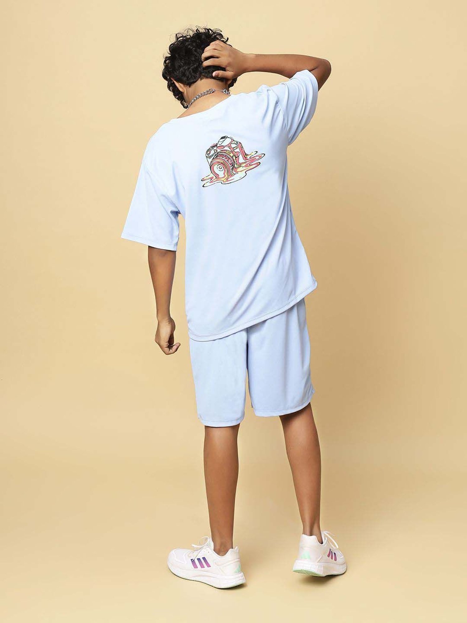 TeenTrums Kids Blue Printed T-Shirt Set