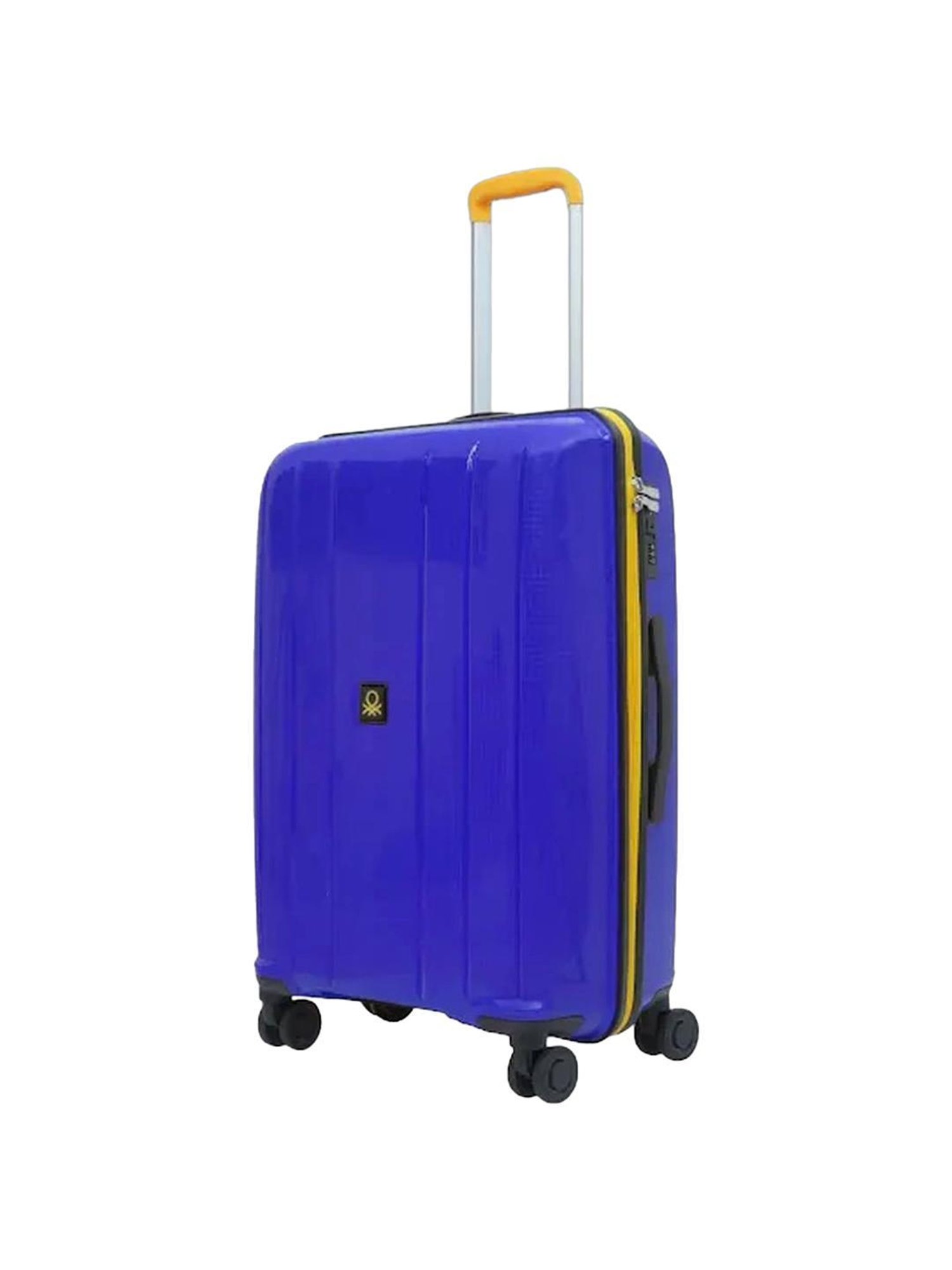 United Colors of Benetton Wayfarer Blue 8 Wheels Medium Hard Cabin Trolley Bag - 43.5 cm