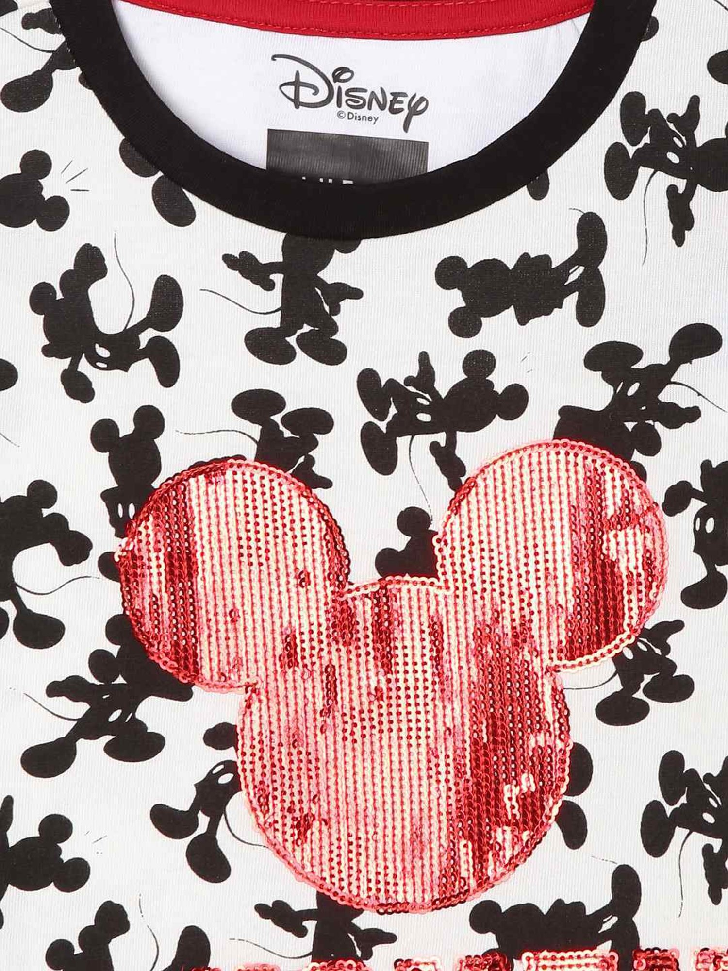 Blue Giraffe Kids White & Black Cotton Printed Full Sleeves Mickey Mouse T-Shirt