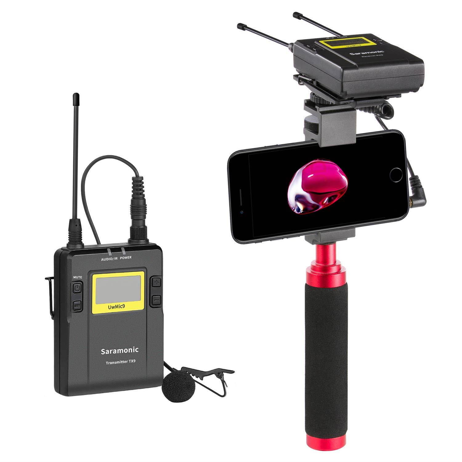 Saramonic UwMic9 96-Channel Digital UHF Wireless Lavalier Microphone System Omnidirectional Clip on Lapel Mic for Nikon Canon Sony Panasonic DSLR Cameras, for Video,Field Recording,Interview,ENG,TV