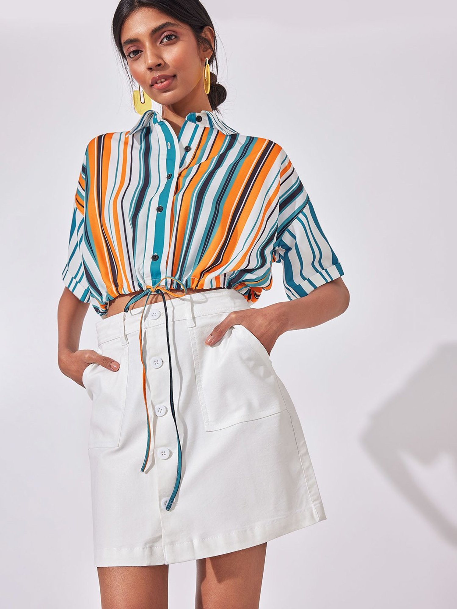 The Label Life Multicolor Printed Crop Top