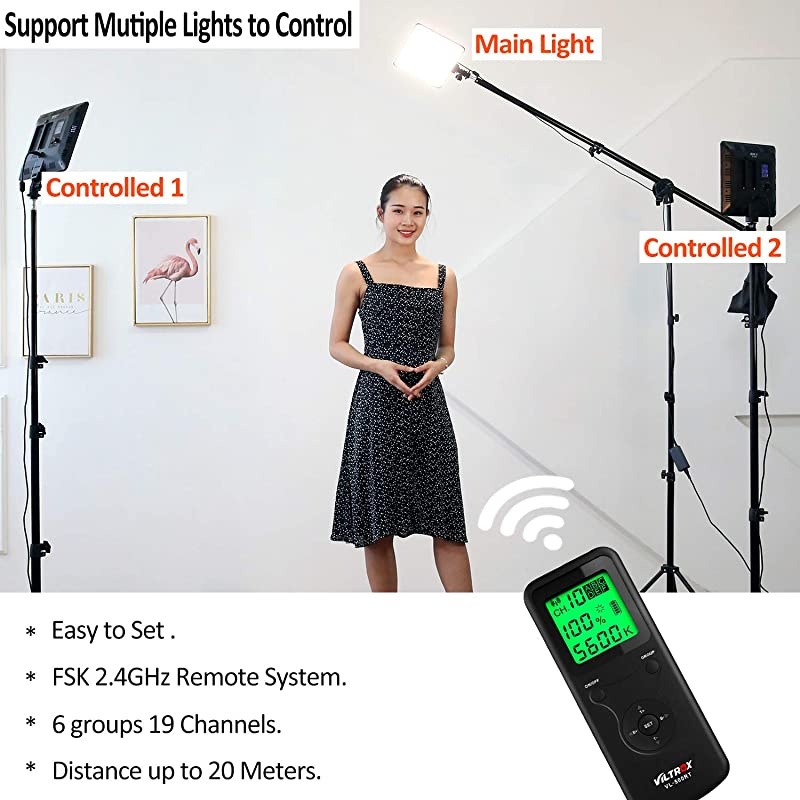 VL-200 3 Packs Ultra Thin Dimmable Bi-Color LED Video Light Panel Lighting Kit Includes: 3300K-5600K CRI 95 LED Light Panel with Hot Shoe Adapter/Light Stand/Remote Controller and AC Adapter