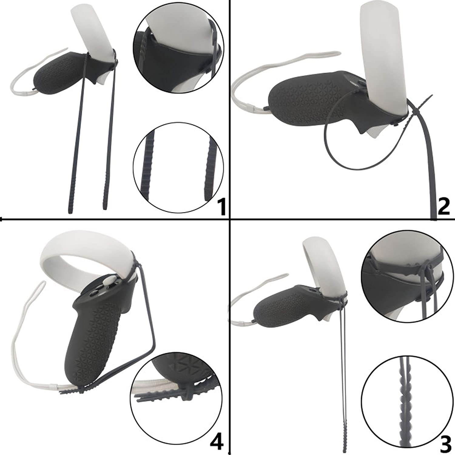 Cover Set for Oculus Quest 2, Touch Controller Grip Cover,Quest Lens Cover, Lens Protect Cover for Oculus Quest 2, Anti-Throw Sweatproof Handle Protective Sleeve