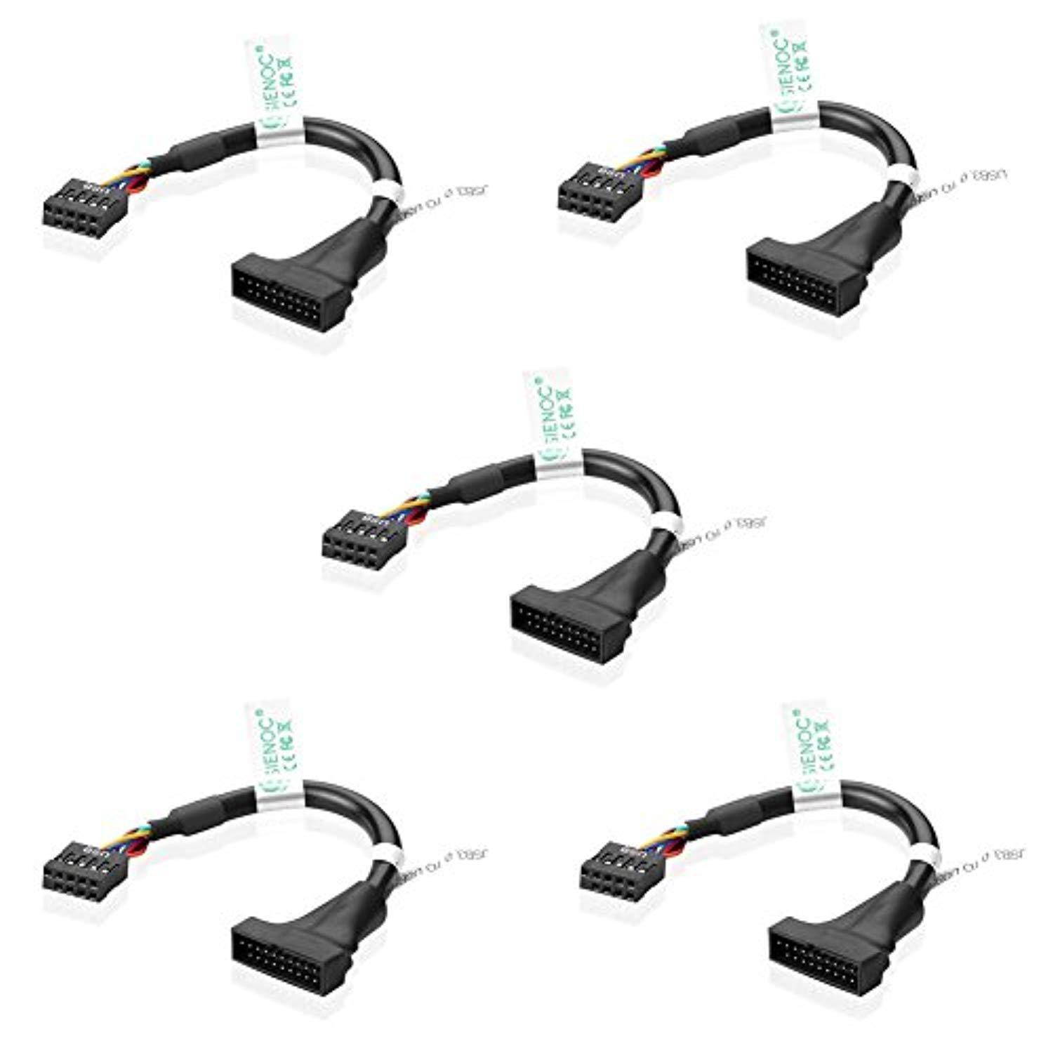 sienoc usb 3.0 20 pin male to usb 2.0 9 pin motherboard female housing cable pack of 5