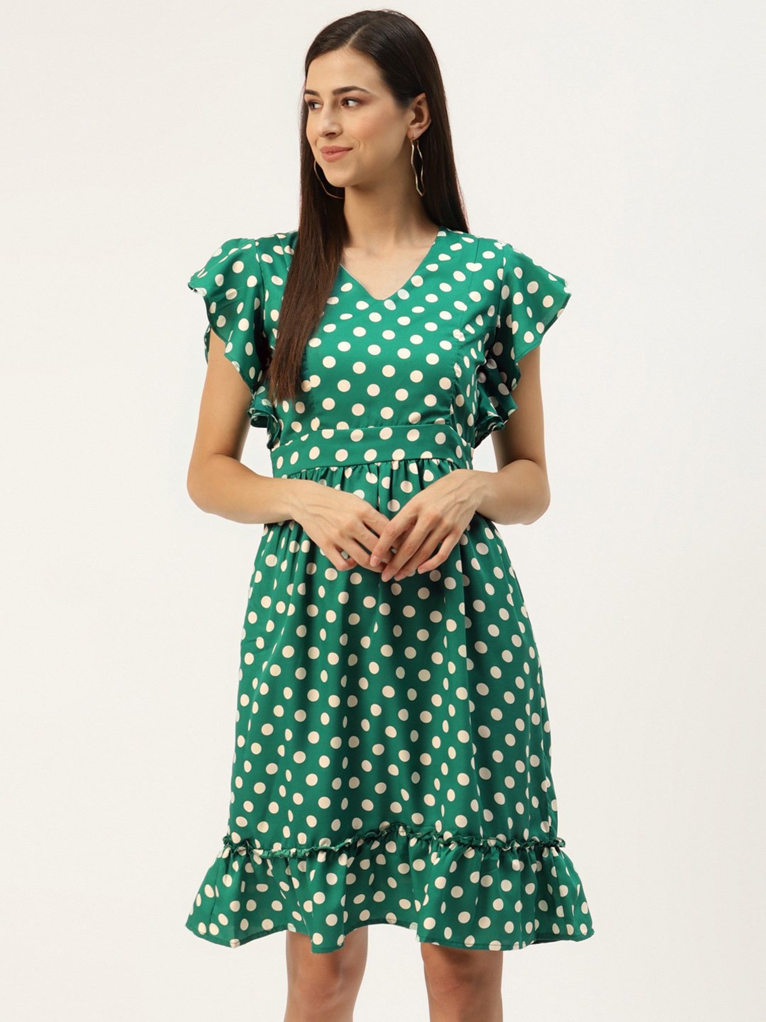 BRINNS Green Printed A Line Dress
