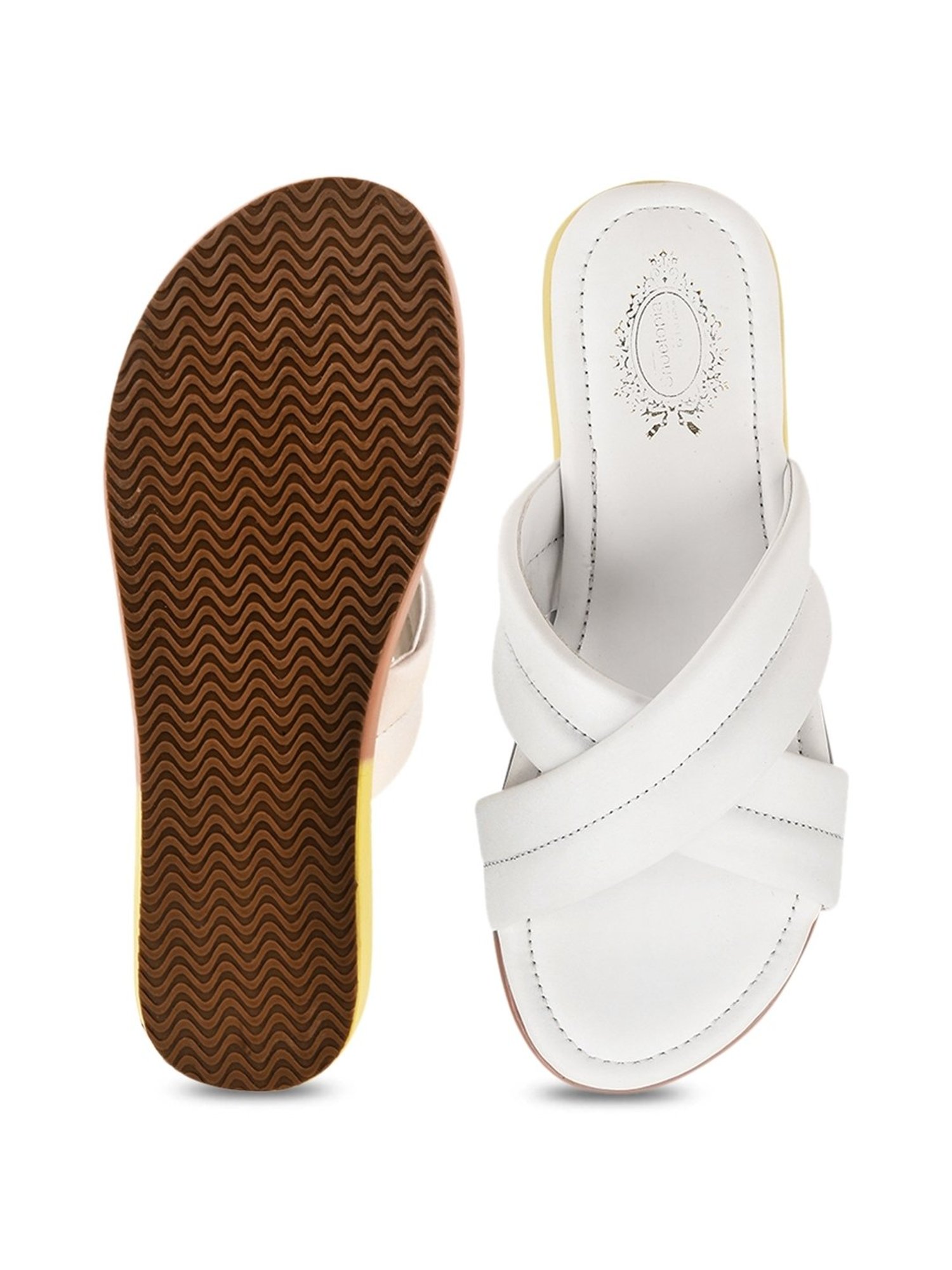 Shoetopia Women's White Cross Strap Sandals