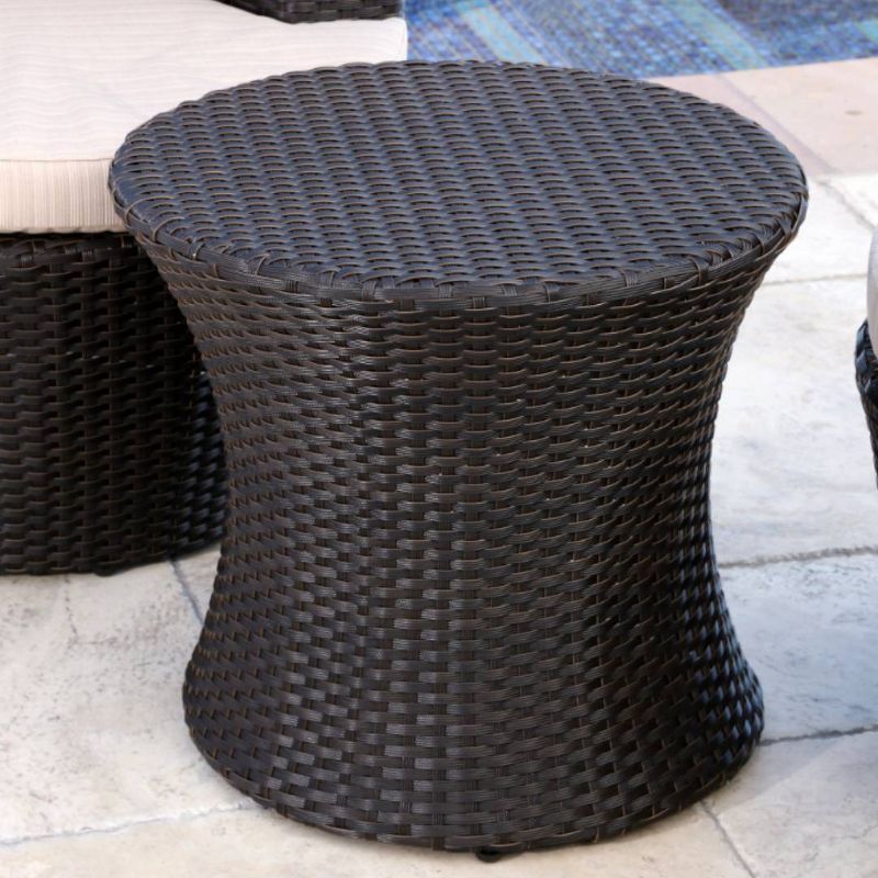 Newport Outdoor Wicker End Table - Espresso - Abbyson Living