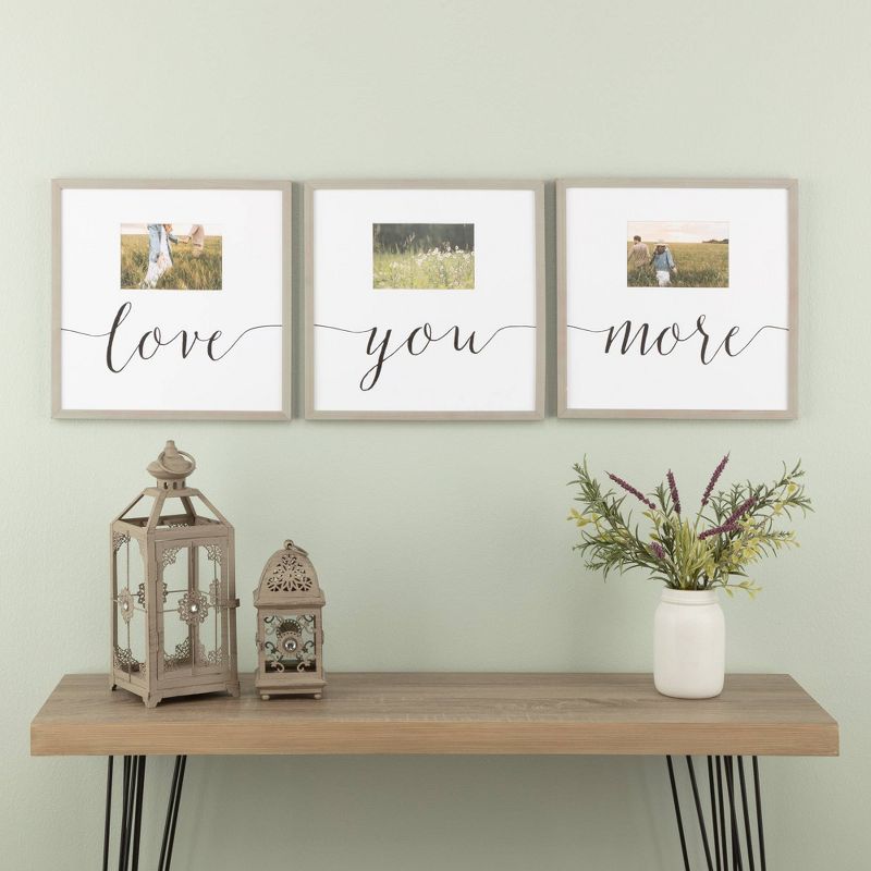 4" x 6" 3pc Love You More Picture Frame Set Rustic Gray - Gallery Solutions