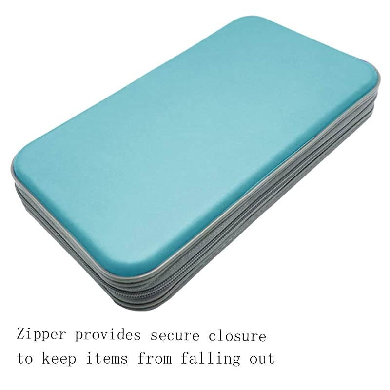 CD CaseDVD Storage DVD Case Holder VCD Wallet Organizer Protective Hard Plastic Portable Case 80 Capacity Sea Blue