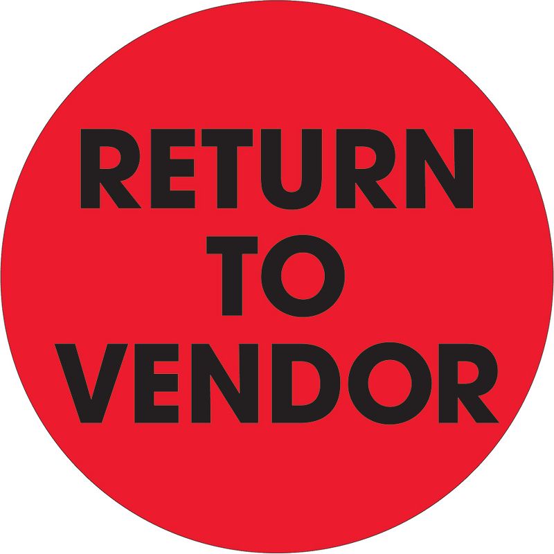 Tape Logic Labels "Return To Vendor" 2" Circle Fluorescent Red 500/Roll DL1268