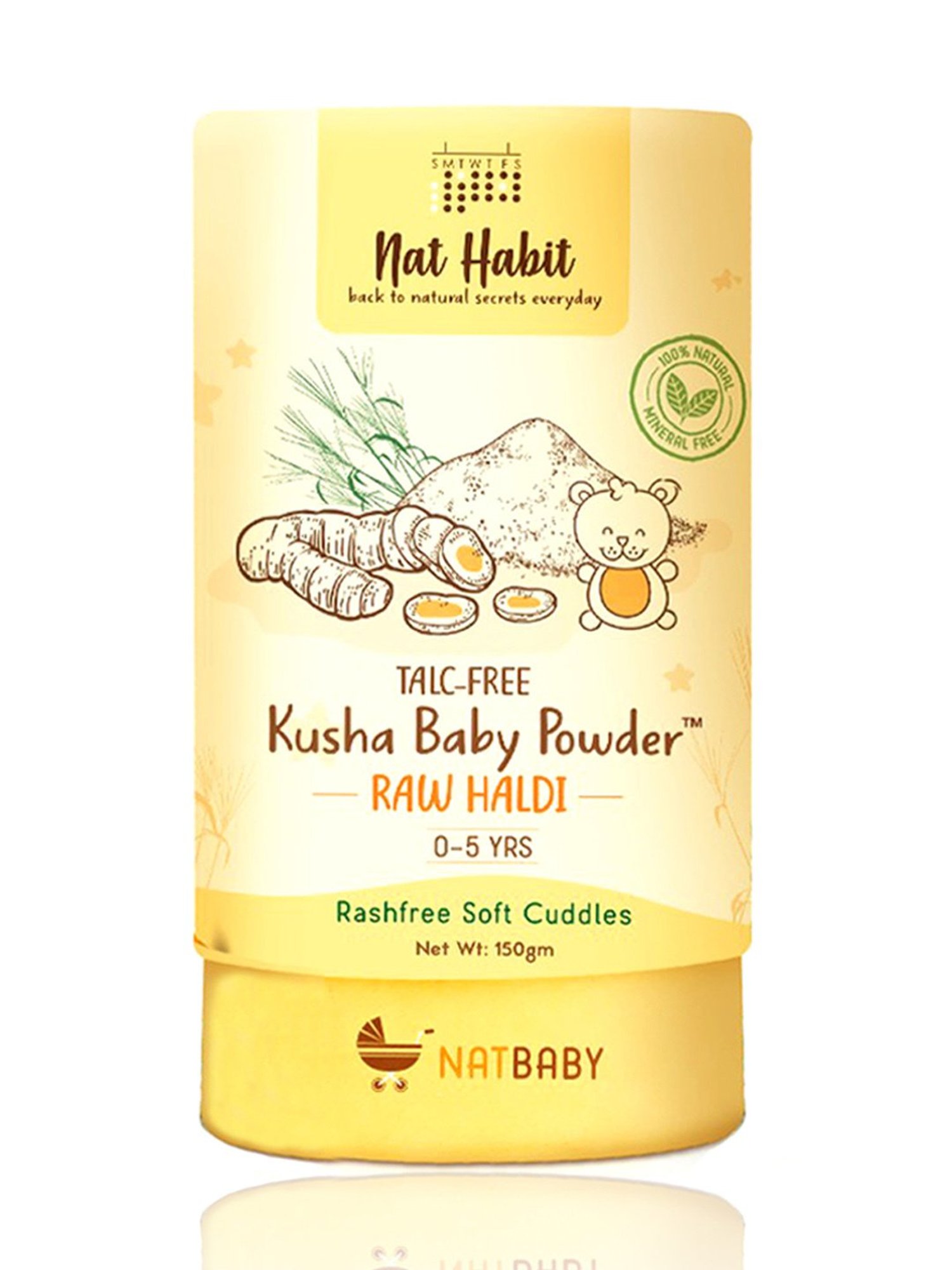 Nat Habit Raw Haldi Talc-Free Kusha Baby Powder - 150 gm