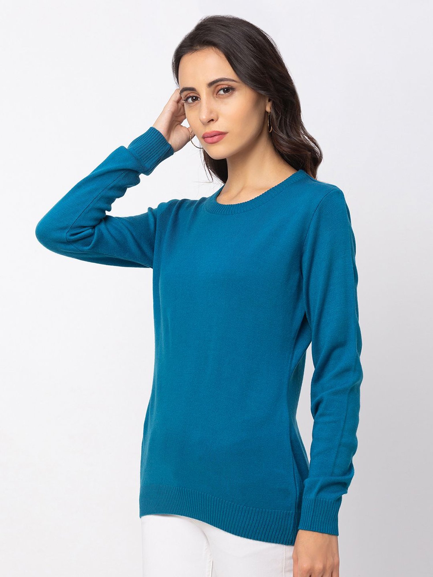 Globus Teal Full Sleeves Sweater