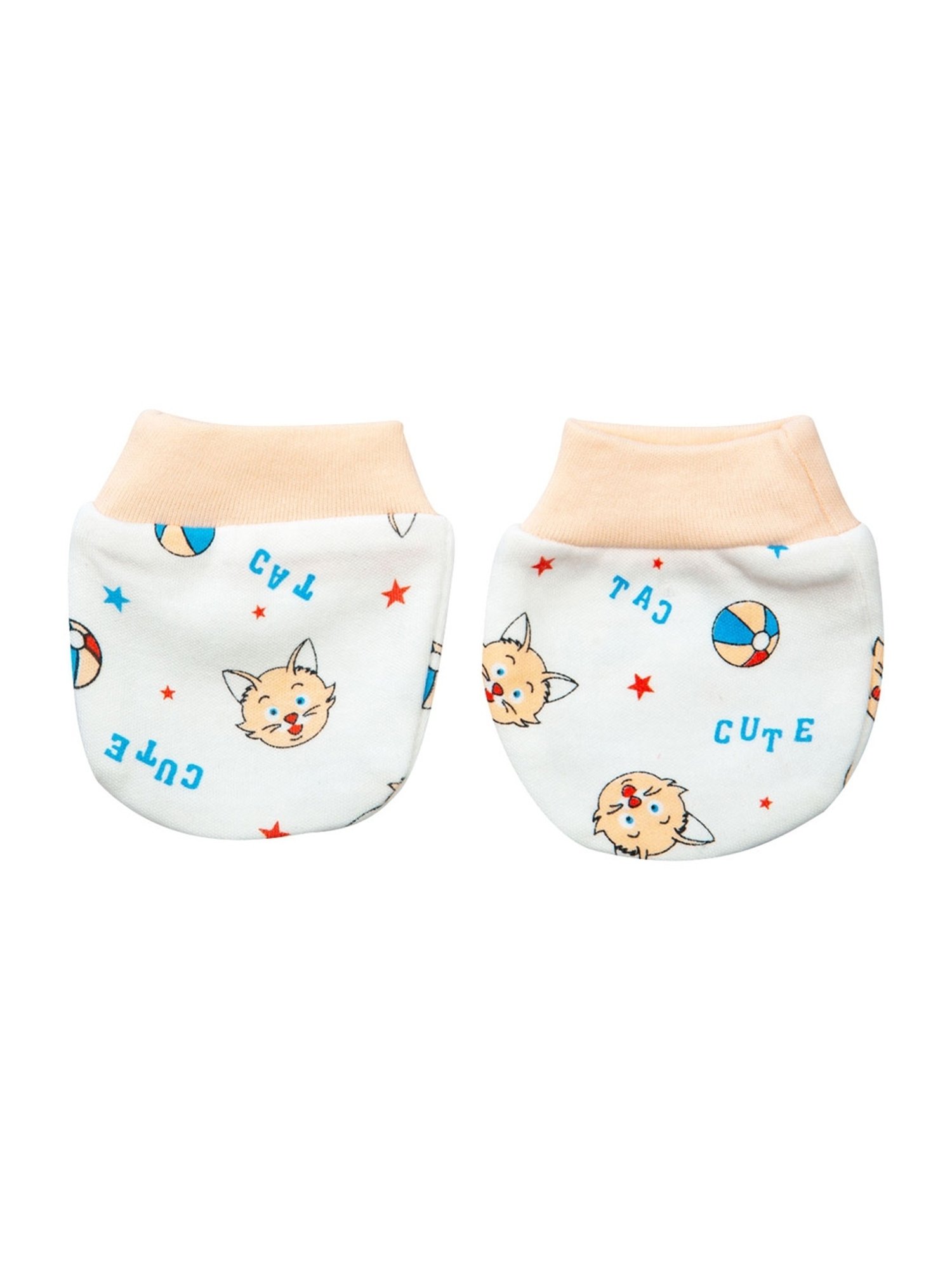 Mee Mee Kids Peach & White Cotton Printed Full Sleeves Bodysuit Set