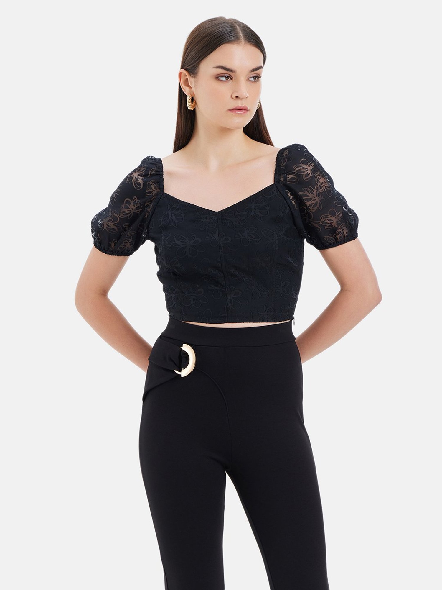 Kazo Black Textured Top
