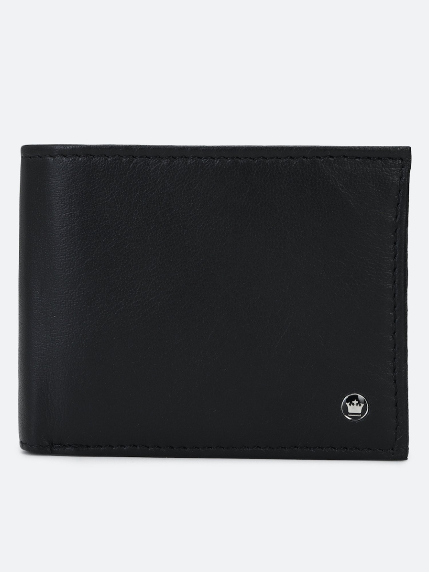 Louis Philippe Black Leather Solid Bi-Fold Wallet