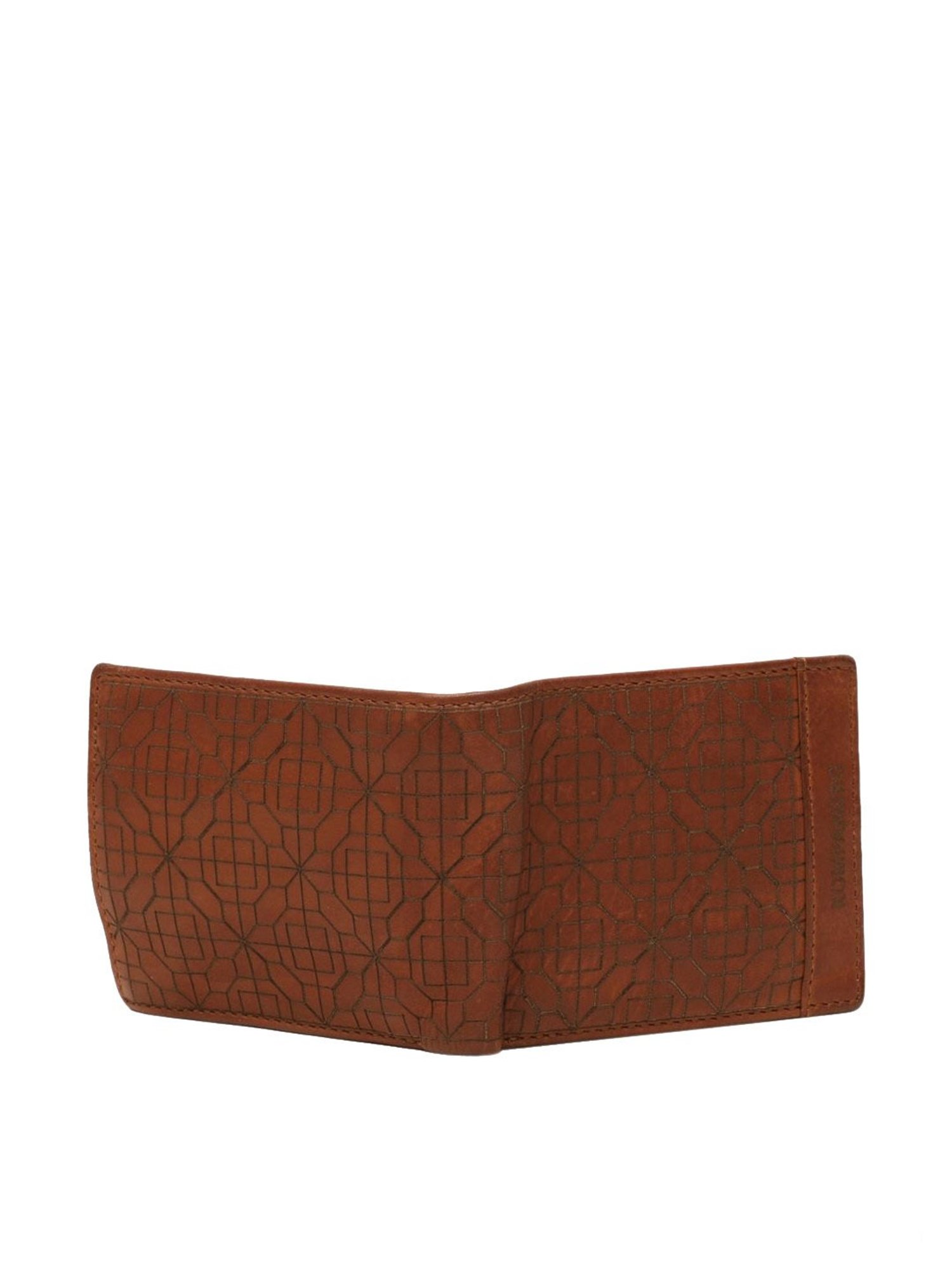 KOMPANERO Arlo Cognac Leather Textured Bi-Fold Wallet