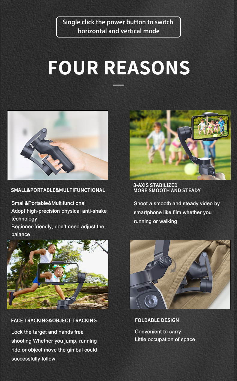 Newest 3 Axis Foldable Handheld Gimbal Stabilizer for Phones and Action Cameras