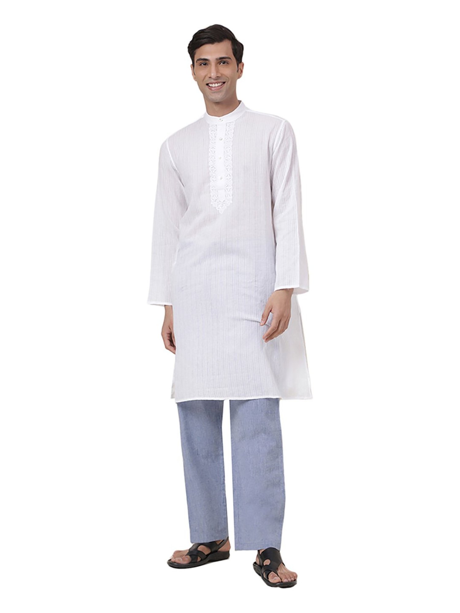 Manthan Red Full Sleeves Solid Kurta