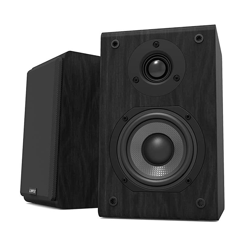 Bookshelf Speakers 75Watts x 2 Passive Needs Amplifier or Receiver 4Inch Carbon Fiber Woofer and Silk Dome Tweeter Black Pair