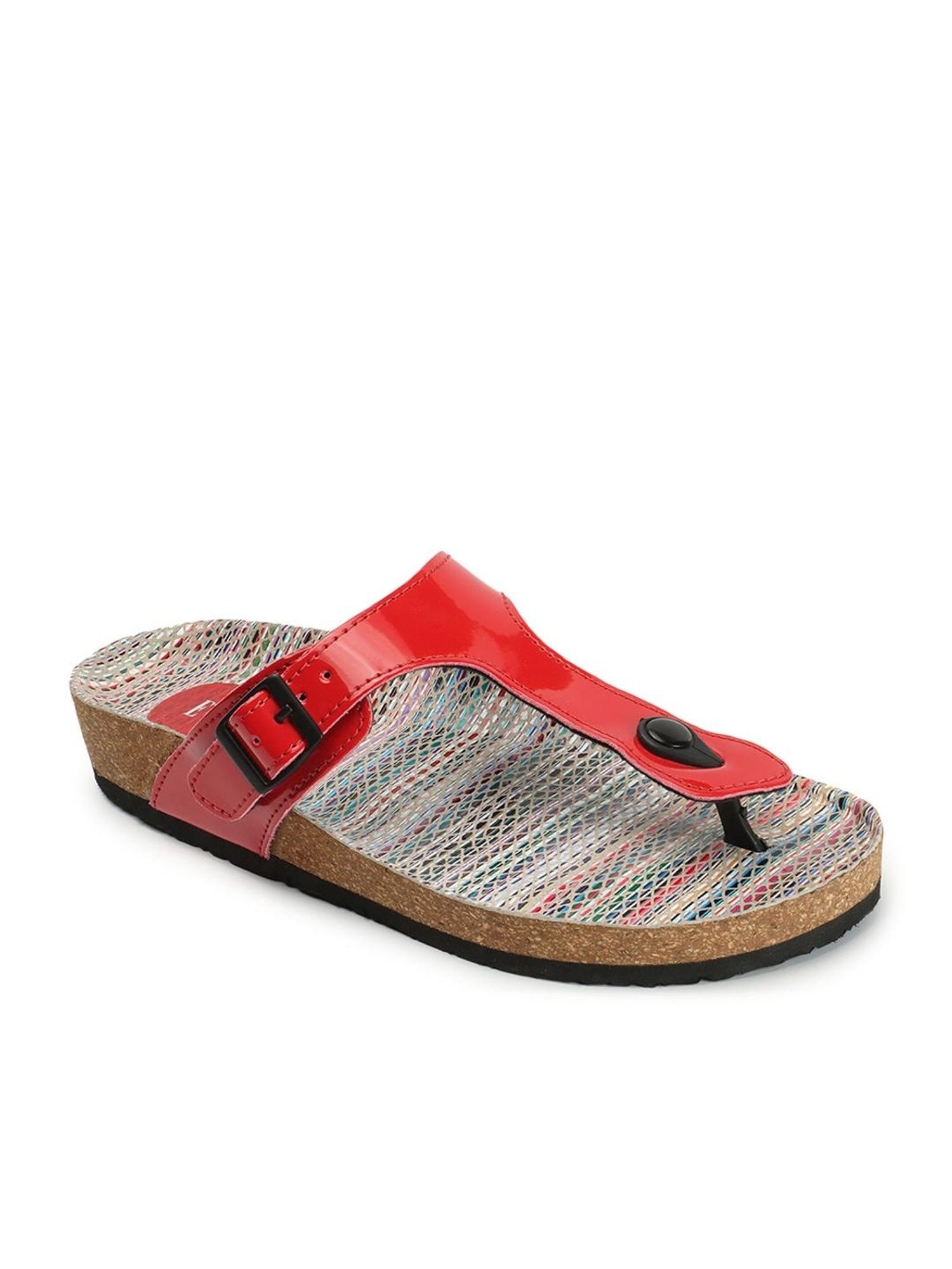 Elle Women's Red T-Strap Sandals