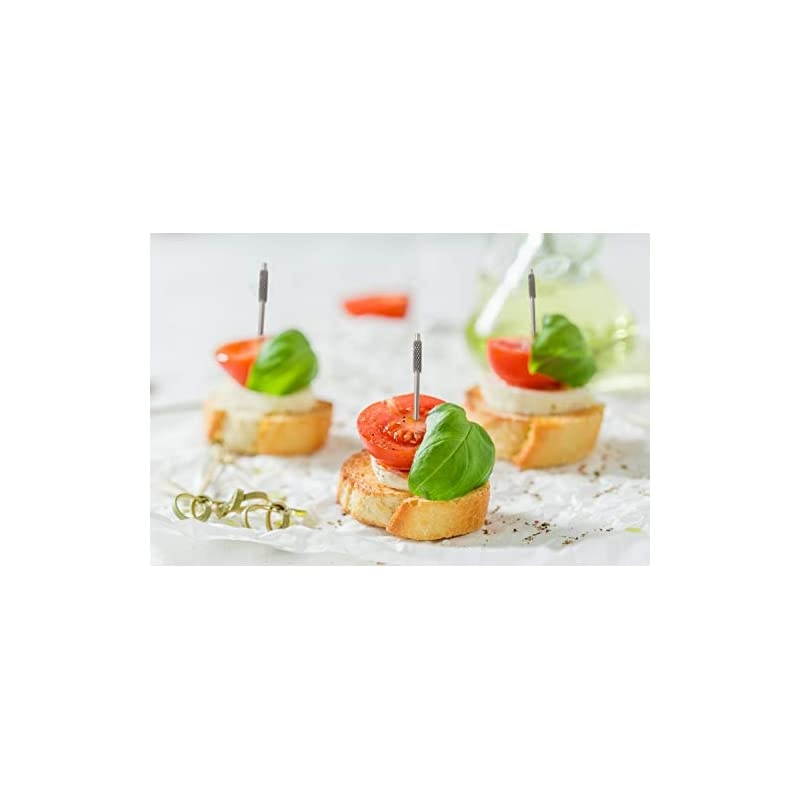 Holder with Titanium s, Decorative Portable Outdoor Stainless Steel Dispenser&Container Pocket with 3Pcs Reusable Food Fruit Picks for Camping Picnic