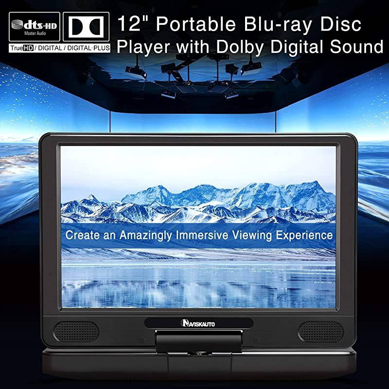 12 inch Portable Blu Ray DVD Player with Rechargeable Battery Support HDMI Out MP4 1080P Dolby Audio Sync Screen USB SD