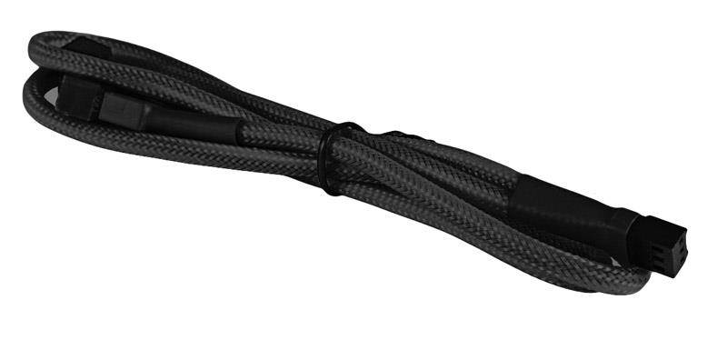 Green Sleeved 3-Pin Fan Cable Y Splitter Extension with Black Connectors (12" Length)
