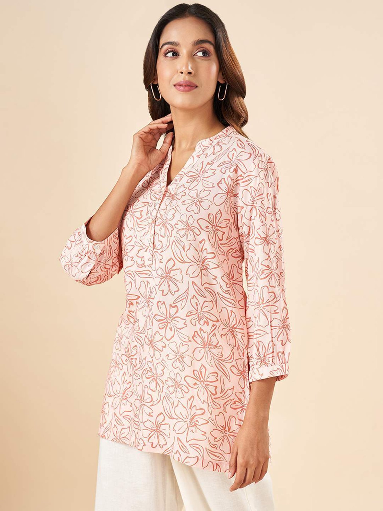 Akkriti by Pantaloons Peach Printed Tunic